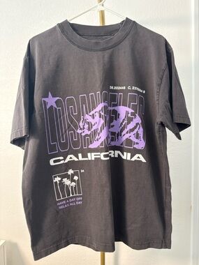 PacSun Los Angeles California Graphic T Shirt Mens M Black Purple Streetwear Tee